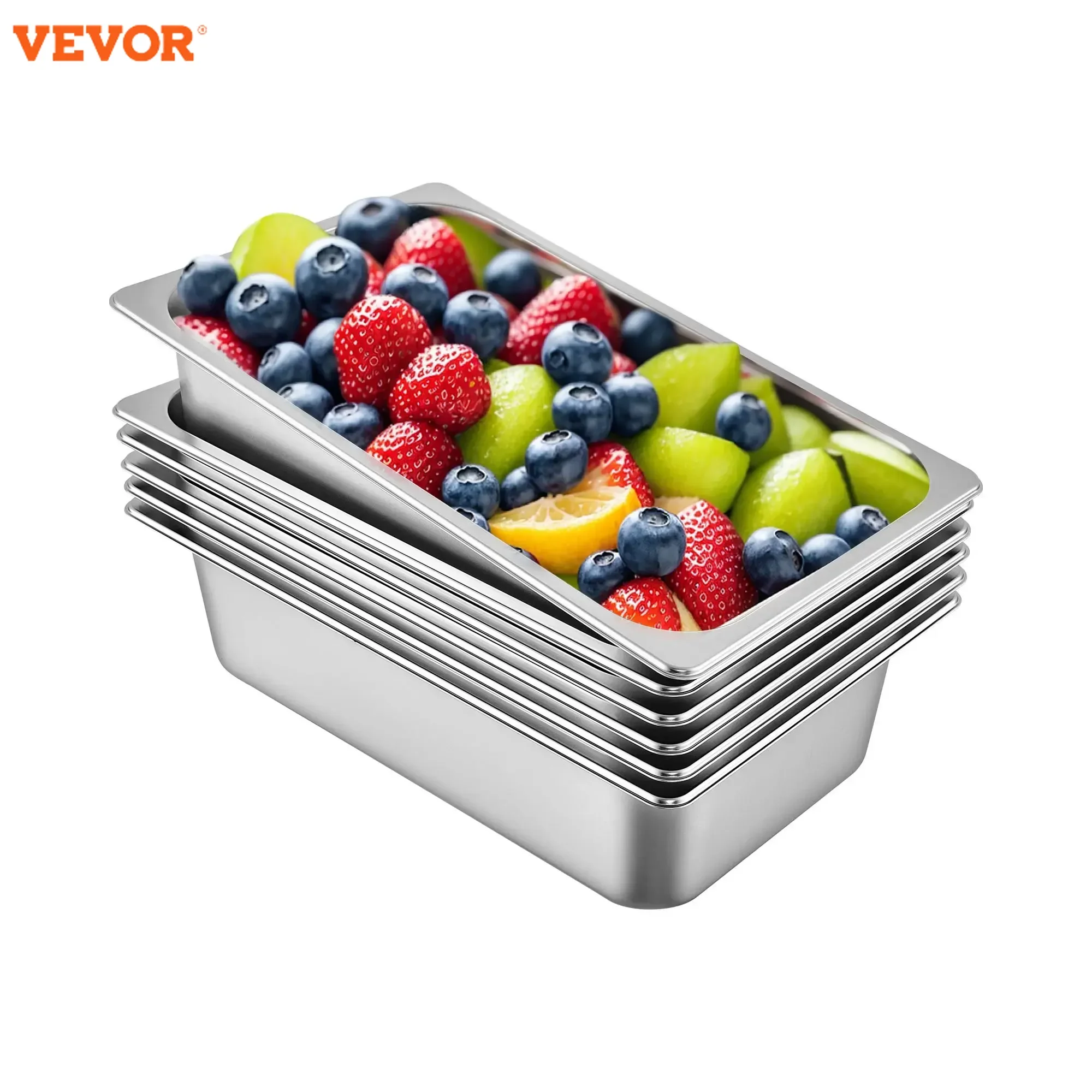 

VEVOR 6-pack steam plate inch deep steam plate full size 8.5L/13L/20.5L deep food container stainless steel oven steam plate