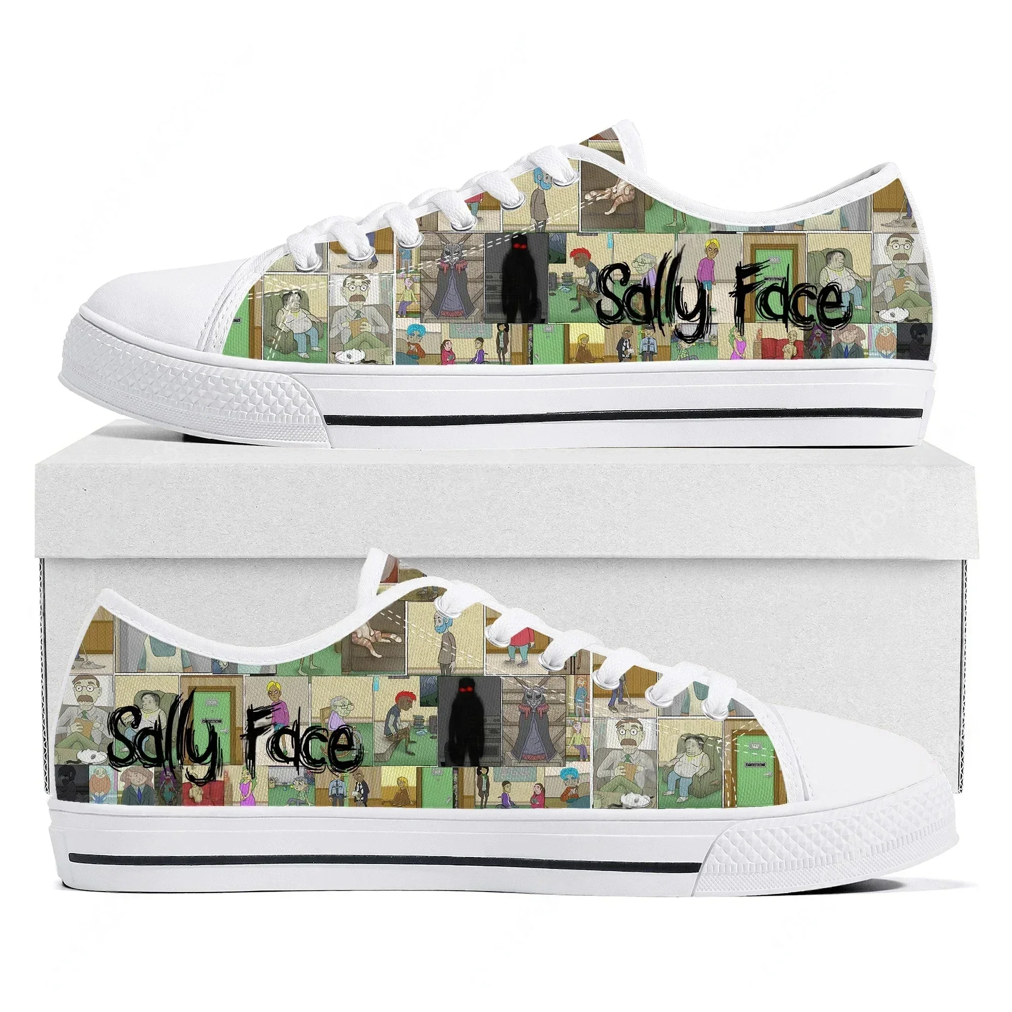 Zapatillas bajas Sally Face, zapatillas de lona a la moda para mujeres, hombres y adolescentes, zapatillas de lona personalizadas para parejas