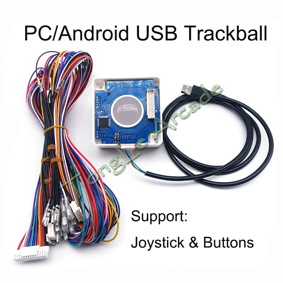

Круглая мышь со светодиодной подсветкой и трекболом диаметром 2 дюйма для Windows, Linux, аркадных игр на Android, поддерживает подключение джойстиковых клавиатур