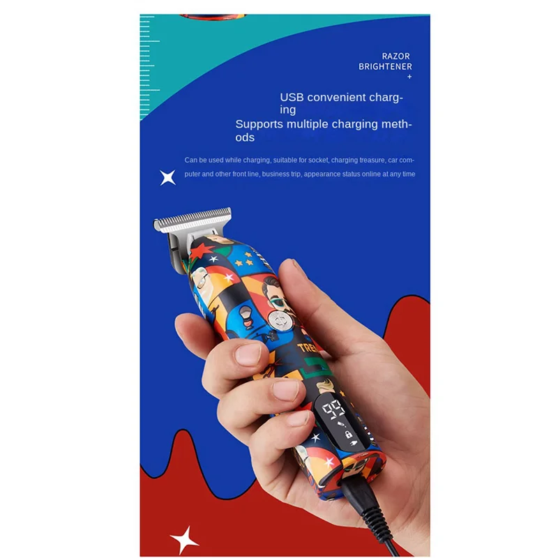 FZFZ 4X Tagliacapelli da barbiere Ricaricabile Graffiti Finitura elettrica Tagliatrice Barba Trimmer Rasoio