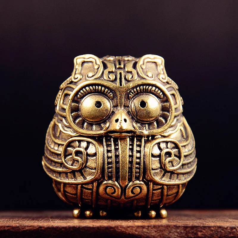 Antique Brass Cute Owl Small Statue Desktop Decorations Vintage Animal Incense Burner Miniatures Figurines Home Decors Ornaments