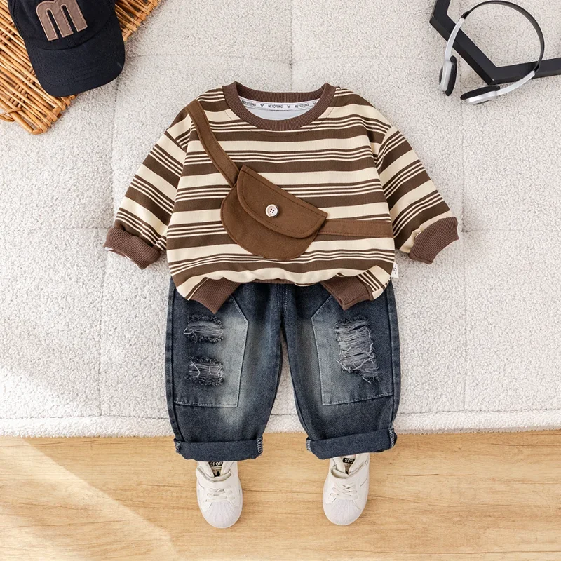 

New Autumn Baby Girls Clothes Suit Children Boys Striped Long Sleeved T-Shirt Pants 2Pcs/Sets Toddler Outfits Kids Tracksuits