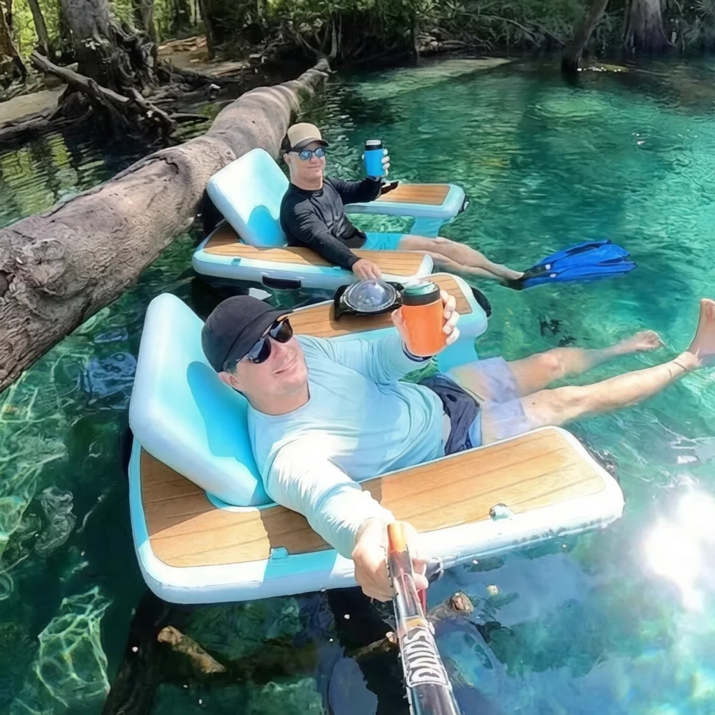 In Stock Pool Inflatable Island Floating Lounge Water Floating Air Sofa Chair Outdoor Floating Inflatable Chairs for Lake