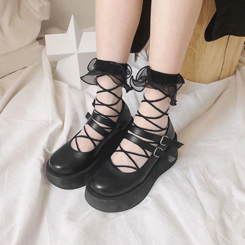 Baby Mädchen transparente Netz socken süße Lolita-Stil Kreuz muster Slouch Socken transparente Tüll Socken mit Bowknot