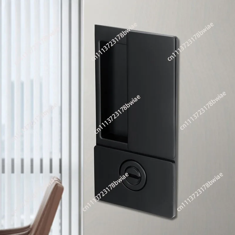 Recessed Door Lock Simple Flat Lock Silent Interior Door Black Bedroom Wood Furniture