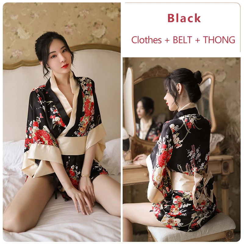 Cosplay Seragam Pembantu Seksi Jepang Geisha Kimono Set Seragam Lolita Piyama dan Baju Tidur Peran Bermain Ninja Cheongsam COS Kostum