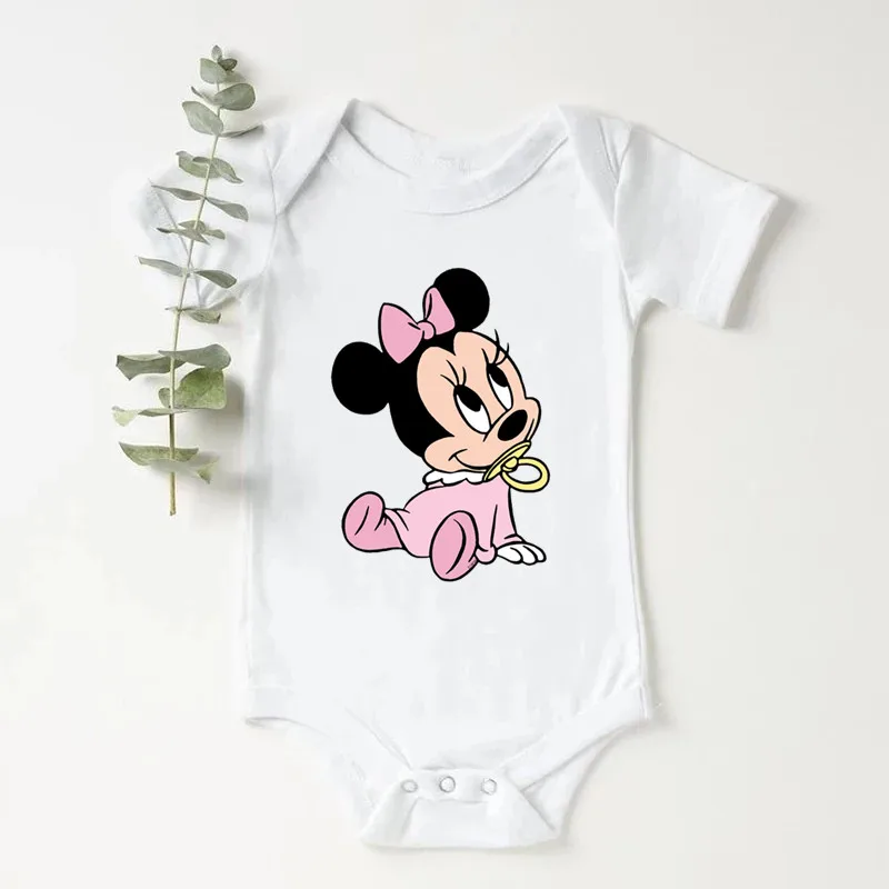 New Minnie Mouse Baby Girl Clothes Summer Short Sleeve Bodysuit for Newborns 100% Cotton Baby Clothes New Born Romper