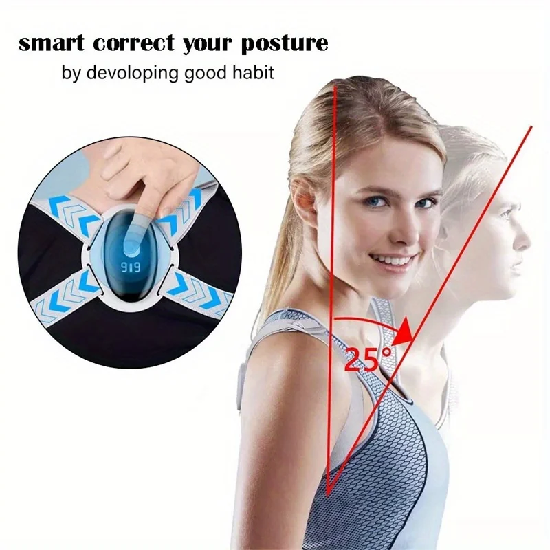1Pc Adjustable Rechargeable Electronic Back Posture Trainer Wearable Vibration Sitting Reminder Holiday Gift