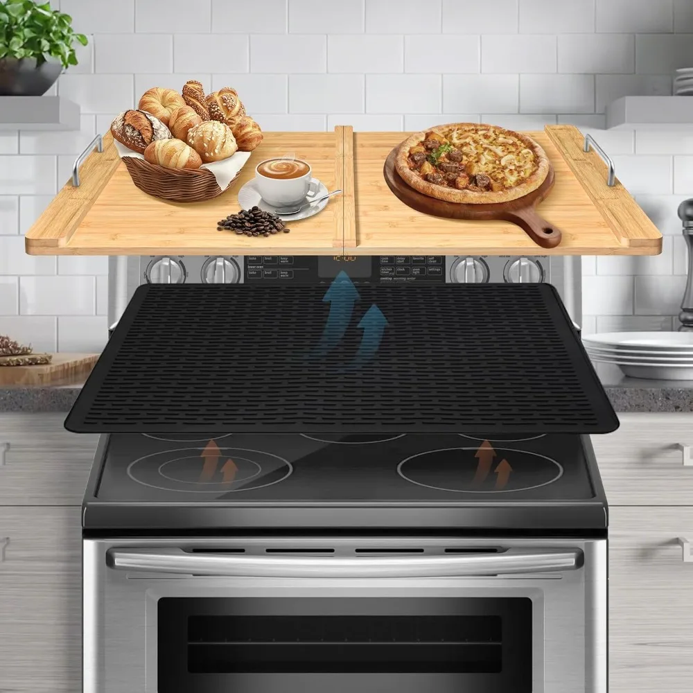 

Stove Top Covers with Silicone Mat for Electric Stove,Stove Top Covers for Gas Burners,Folding Noodle Board Stove Cover,RV Stove