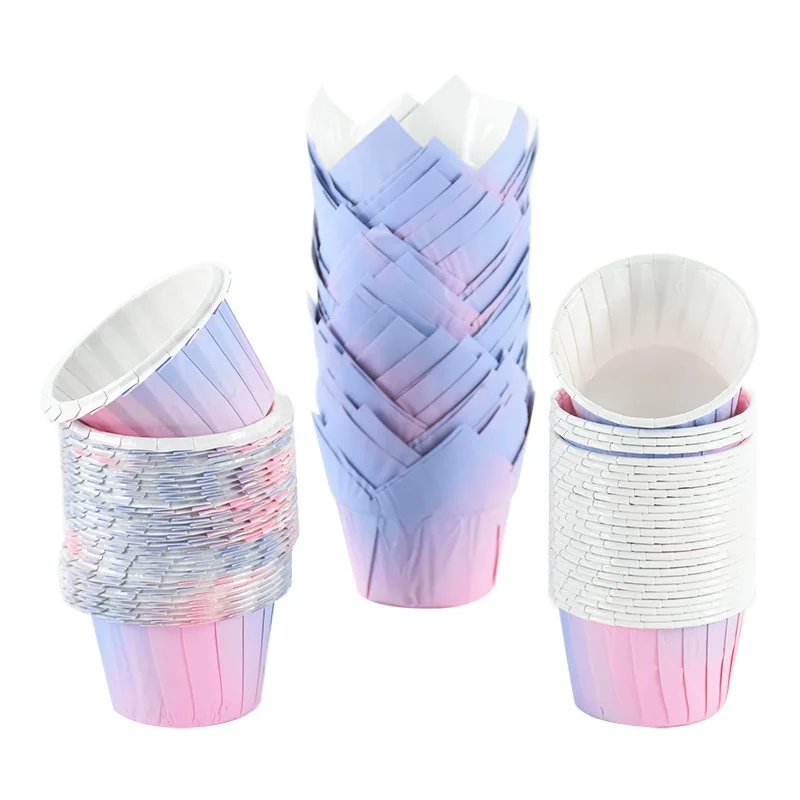 

10/30pcs Rainbow Cupcake Paper Cup Oilproof Cake Wrappers Cups Unicorn Birthday Party Wedding Decoration Supplies Baking Tools