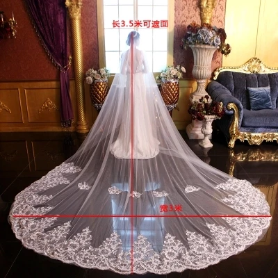 2022 New White Ivory Cathedral Wedding Veils Long Lace Edge Bridal Veil with Comb Wedding Accessories Bride Veil Wedding Veil