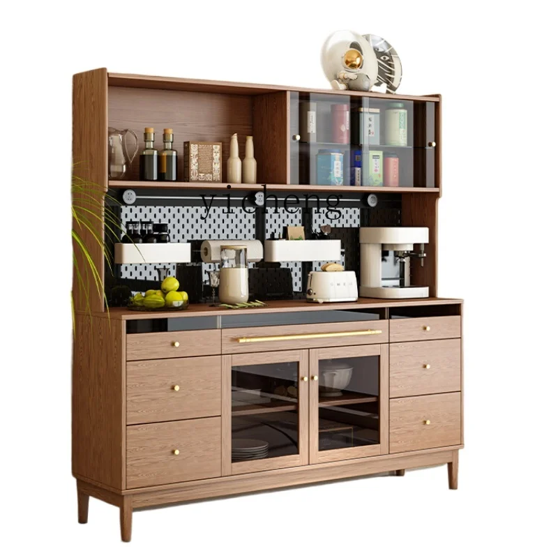 ZF Solid Wood Sideboard Simple Modern Living Room Light Luxury Storage Cabinet Multi-Functional Kitchen