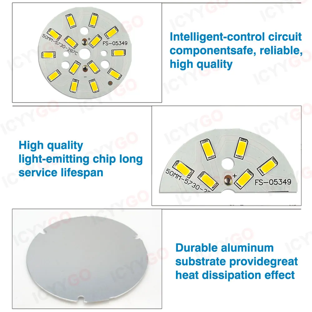 Imagem -02 - Fonte de Luz Redonda do Painel de Luz do Diodo Emissor de Luz 5w 7w 9w 50 mm 1517v 2123v 27-29v Faça Você Mesmo Lâmpada Modificação Acessórios do Painel de Luz 5730