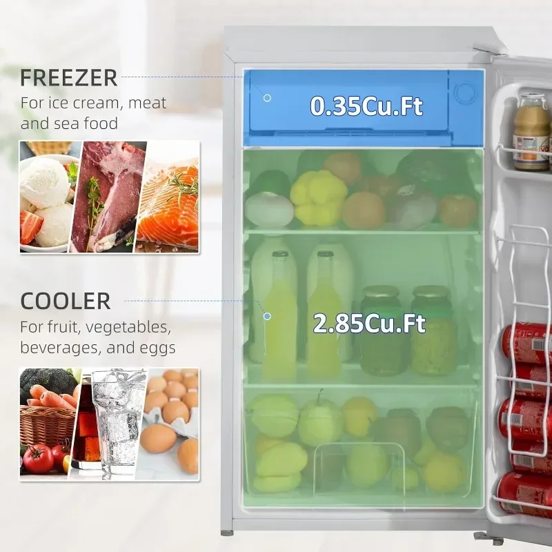Mini Fridge with Freezer Compartment Single Door Compact Fridge with Adjustable Thermostat