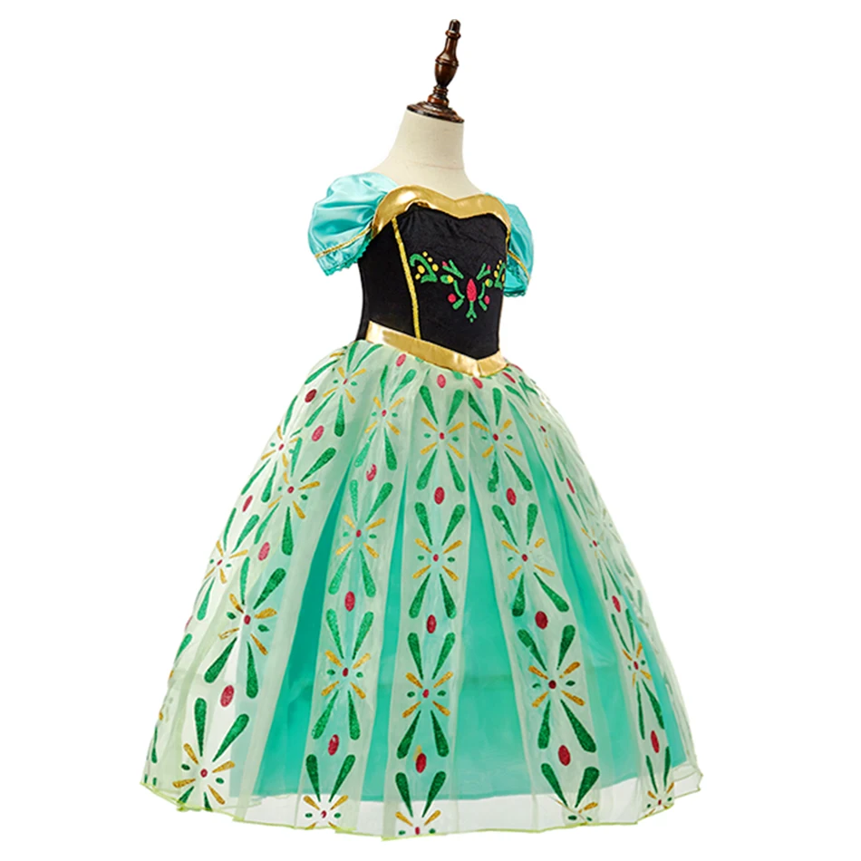 Girl Princess Costume Children Halloween Christmas Carnival Party Clothes Kids Cosplay Dress Girl Anna Peach Dance Birthday Wear