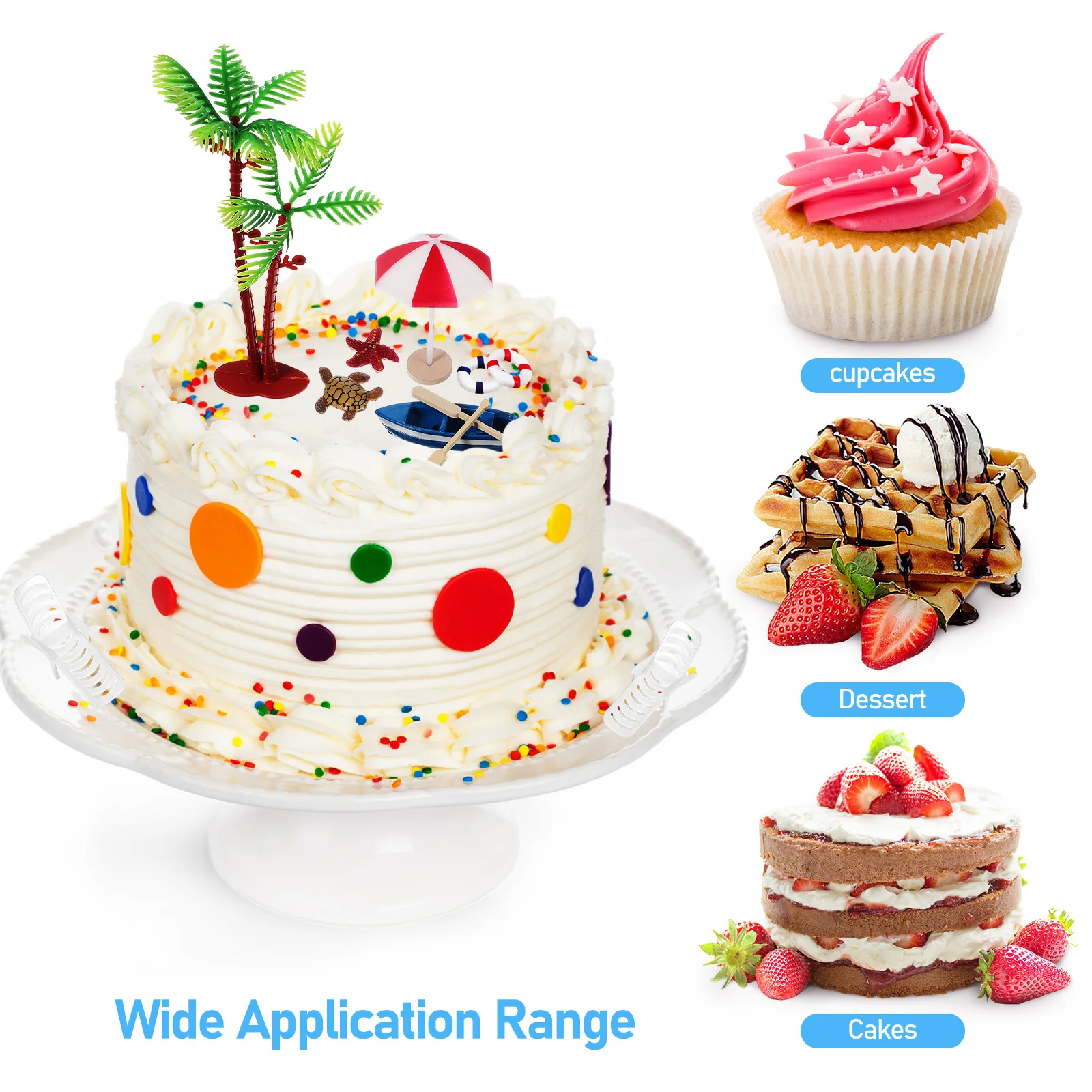 

10pcs Beach Themed Cake Decorations Ocean Party Supplies Diy Cake Decorating Kit For Birthday Baby Shower Sports Event