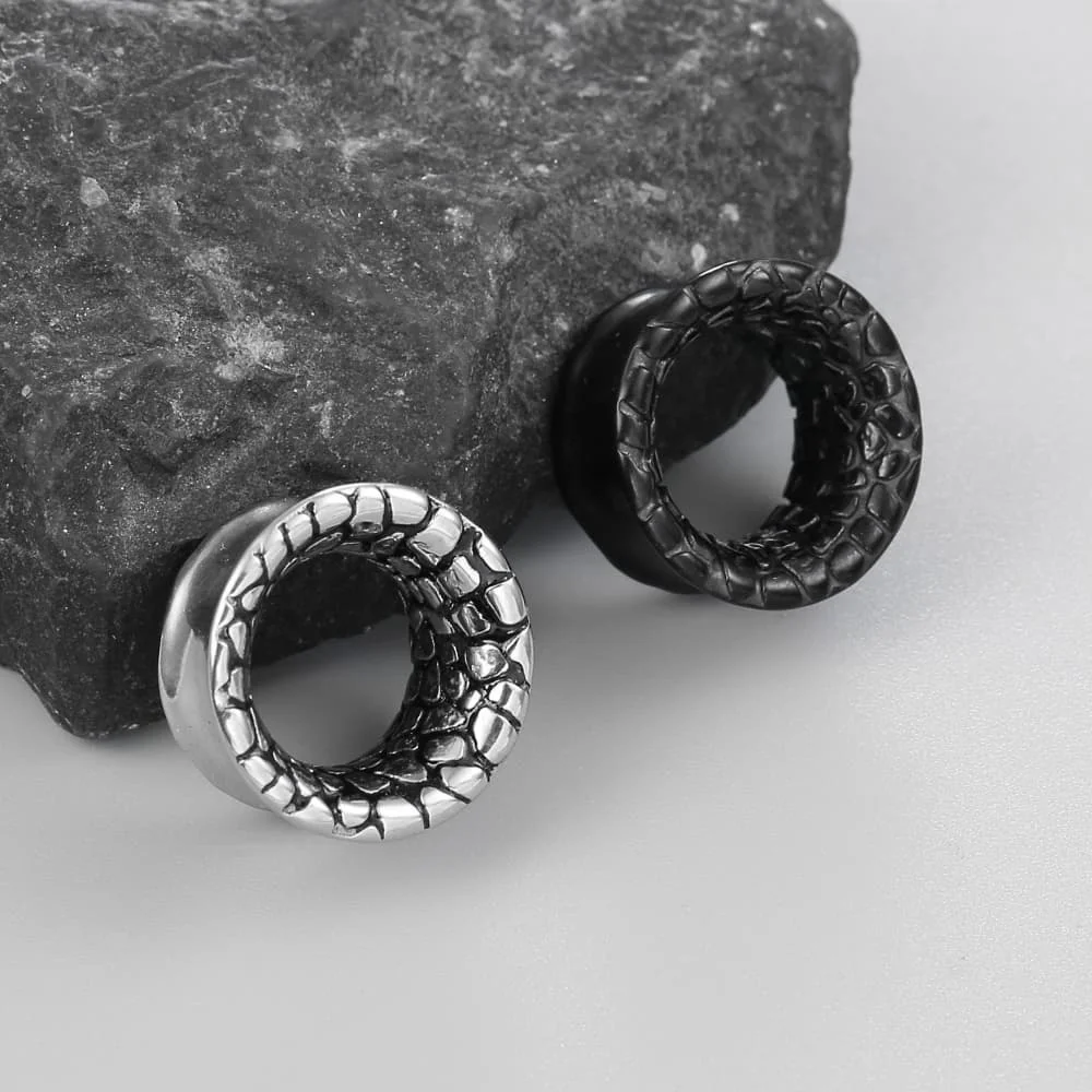 Casvort 2 قطعة 316 الفولاذ المقاوم للصدأ كول الكراك الأذن مقاييس الأنفاق المتوسع ثقب النساء الرجال مجوهرات للجسم أقراط #3