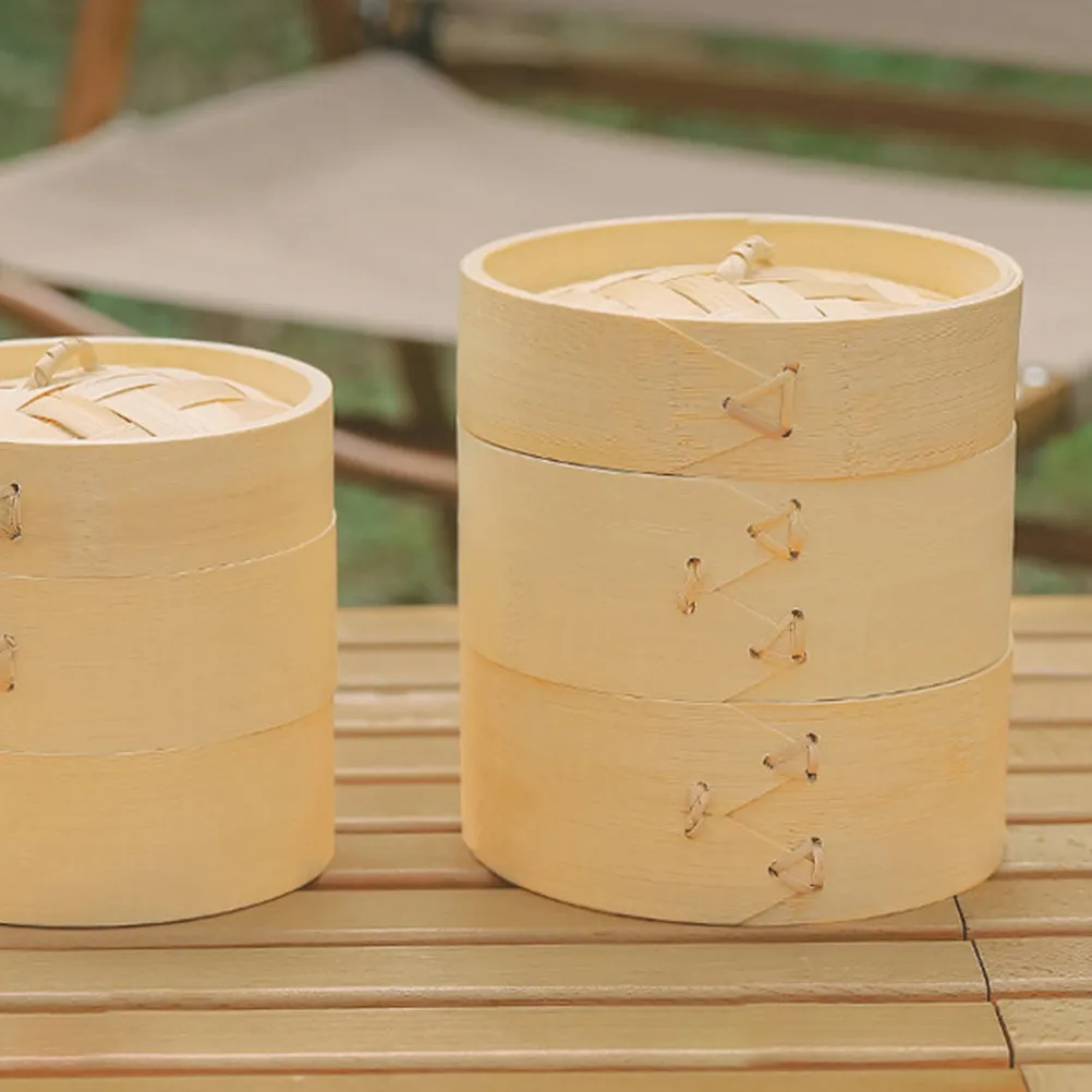 

1Set Bamboo Steamer Basket Airtight Bamboo Cookware for Steaming Buns Dumplings Vegetables Meat Rice Food Steamer Basket