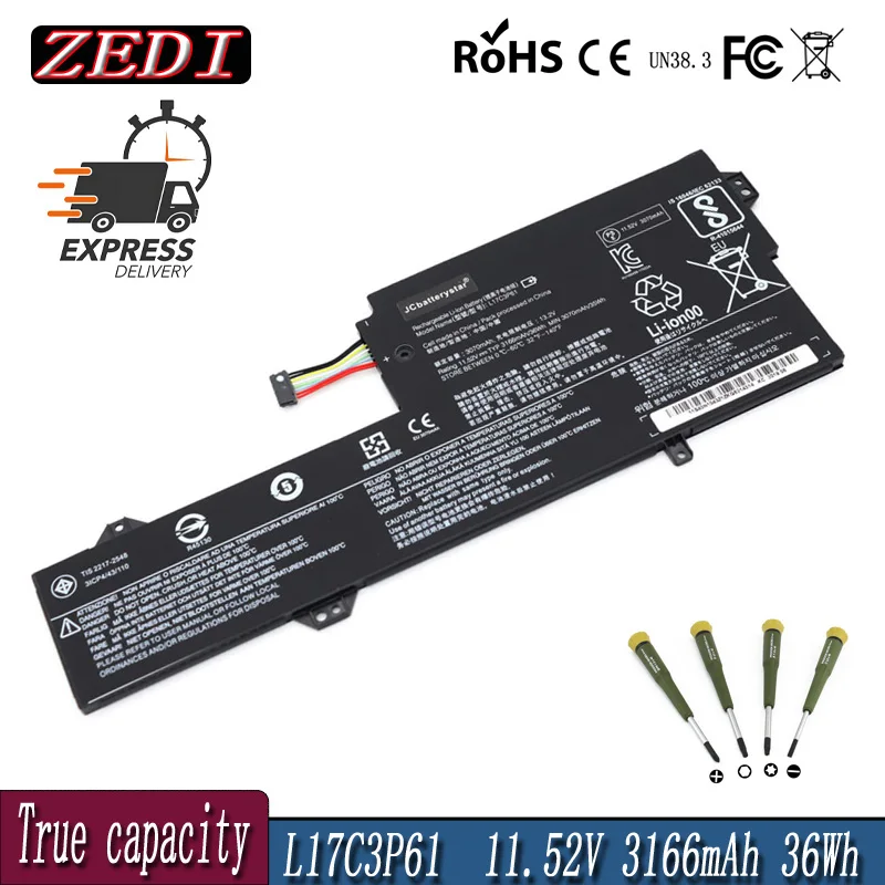 

L17C3P61 Laptop Battery For Lenovo IdeaPad 320S-13IKB Yoga 720-12IKB Xiaoxin 7000-13 Flex 6-11IGM L17L3P61 L17M3P61 11.52V 36Wh