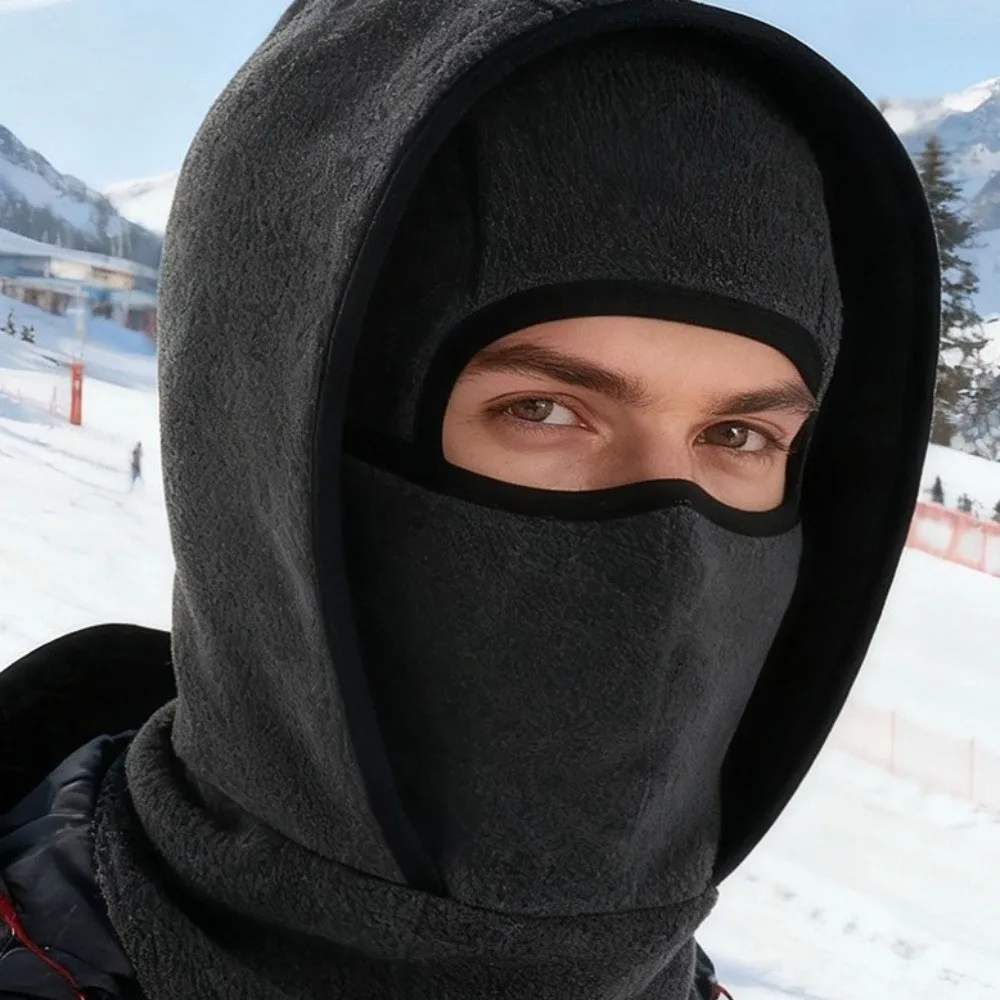 

Double Layer Balaclava Cycling Cap Neck Protection Fleece Ski Windproof Cap Cold-proof Thicken Ear Protection Hat Winter