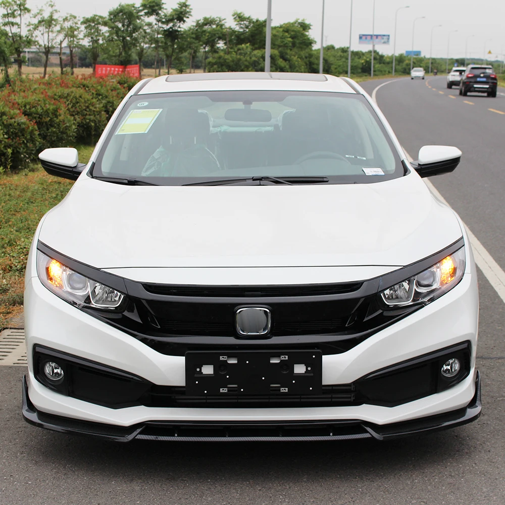 For Honda Civic Sedan 2019 4D Car Front Bumper Splitter Lip Chin Spoiler Body Kit Diffuser Protector Exterior Accessories Part