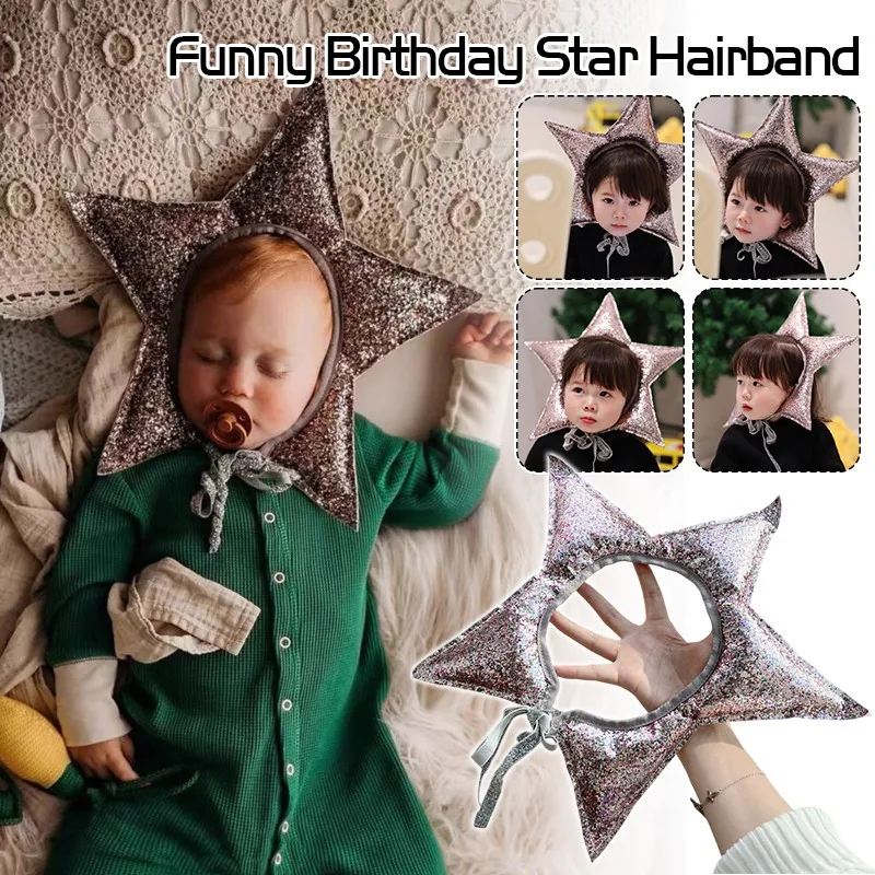 

36x36cm Glittered Star Headband Fancy Kids Adults Birthday Headwear Party Photo Props Princess Crowns Hat Festive Shooting Acces