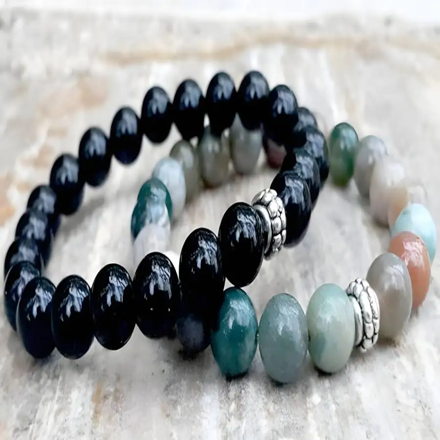 

2pcs Reikipcs 8mm Natural Indian Agate Mala Bracelet Mala zazen tassel Bohemian Women Chaplet Bodhi Hand Men's Nirvana Buddhist