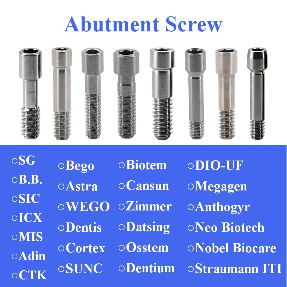 20Pcs Dental Titanium Central Screw Compatible Multi-Brand Systems Implant Abutment Retaining Screws Restorations Hardware Part