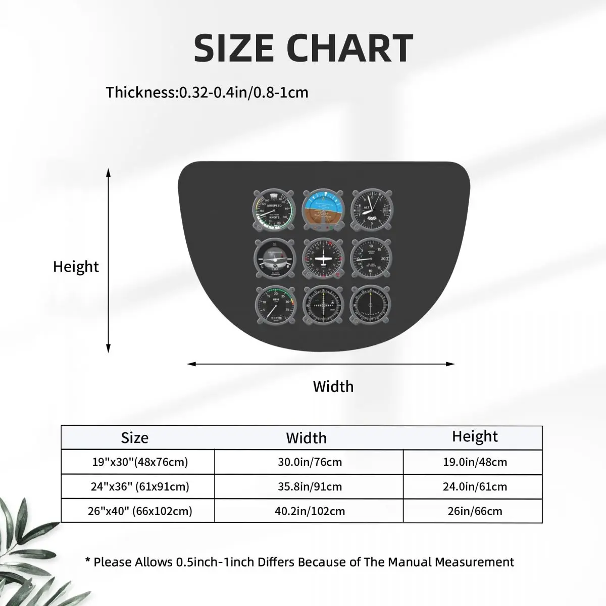 Aircraft Instrumentation Cluster Soft Flannel Half Round Doormat Non Slip Bathroom Mat Absorbent Floor Carpet for Laundry Room