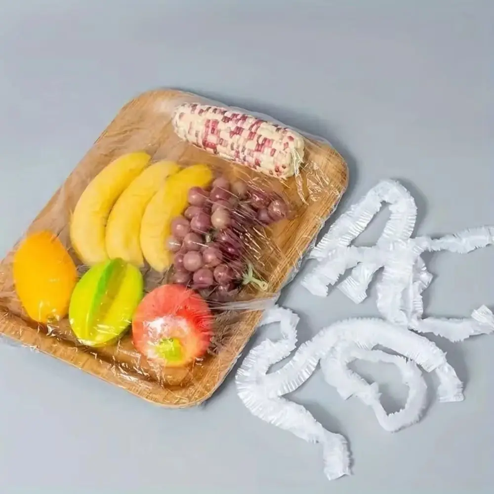 50Pcs Ultra Large Disposable Tray Cover Elastic Band Clear Disposable Food Cover Stretchable Household Food Storage Cover