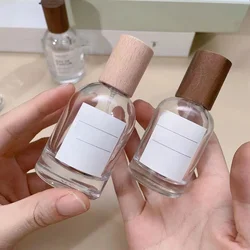 여성용 럭셔리 나무 유리 향수 병, 빈티지 빈 휴대용 여행 리필 스프레이 무화기, 빈 호두 병, 50ml