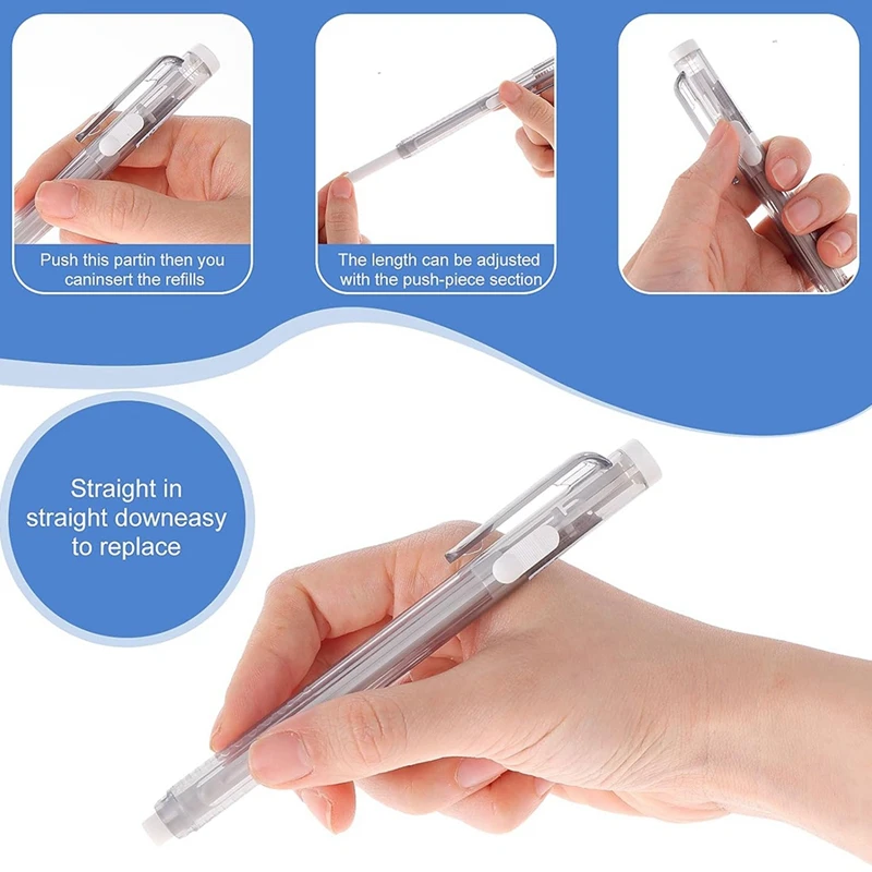 2Pcs Retractable Mechanical Eraser Pen For Artists Drawing Drafting Painting For School Home Office Supplies