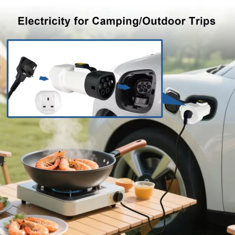 V2L 타입2 방전기 차량 충전 어댑터 방수 휴대용 EV 케이블 영국 소켓 차량 방전용