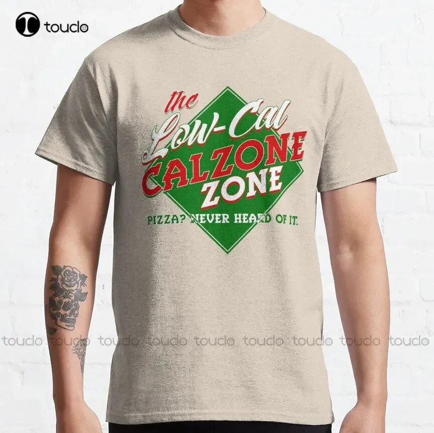 The Low-Cal Calzone Zone Parks And Recreation Classic T-Shirt Tee Shirts Mens Cotton Outdoor Simple Vintage Casual Tee Shirts