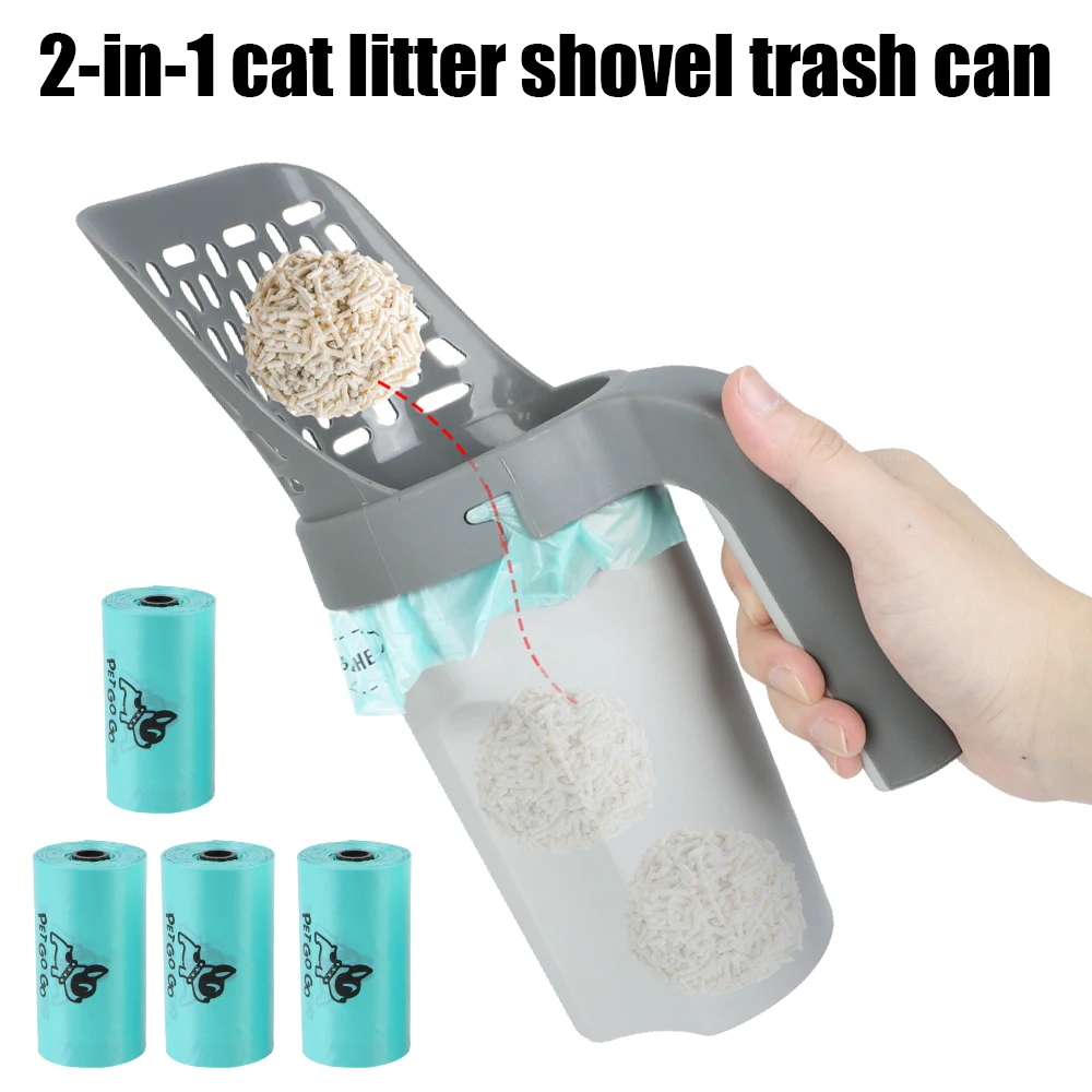 Pet Cleanning Tool Cats Supplies Cat Litter Shovel Cat Litter Box Scoop Self-cleaning With Waste Bags Cat Sand Cleaning