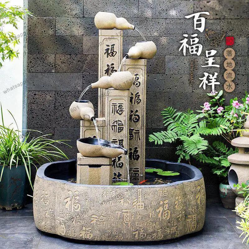 Floor-to-ceiling flowing water  pond goldfish tank Chinese garden decoration landscaping arrangement circulating water landscape