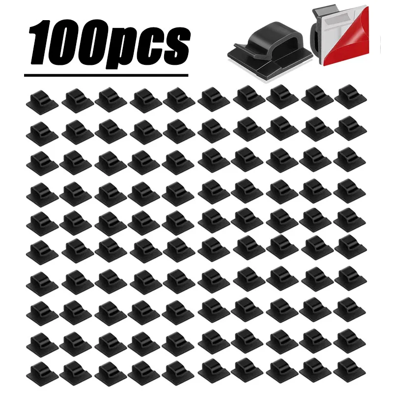 10/50/120Pcs Cable Organizer Self-adhesive Fixed Non-marking Wire Fixer Punch-free Desktop Car Office Wall Organizer Wire Clip