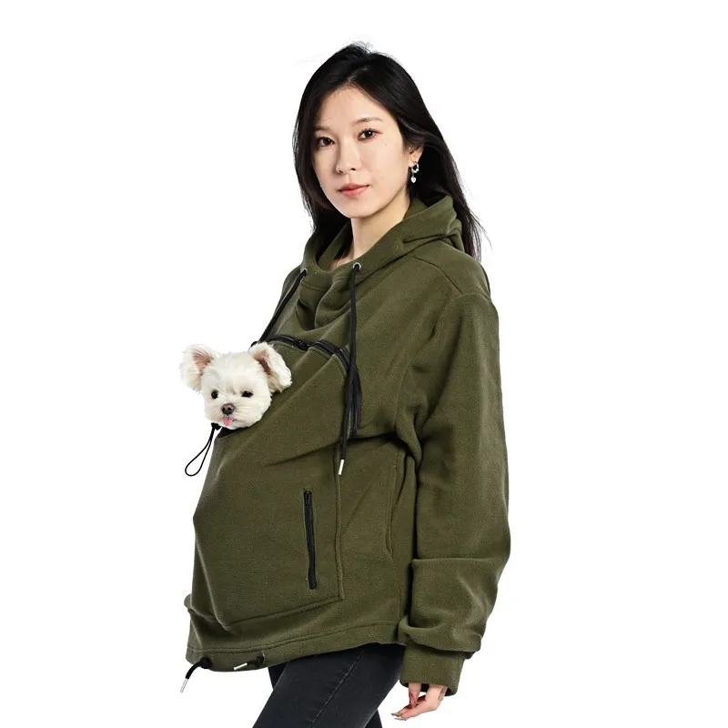 Human Pet Integrated Hoodie With Built-in Cat Carrier Pocket Sweatshirt For Daily Wear