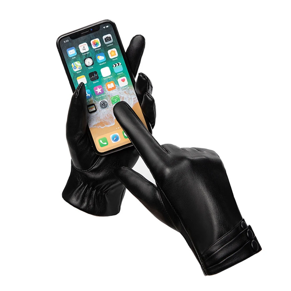 

Fleece Touch Screen Windproof Cycling Mens Black Thermal Cold Weather Motorcycle Riding Separated Fingers Durable Gloves Winter