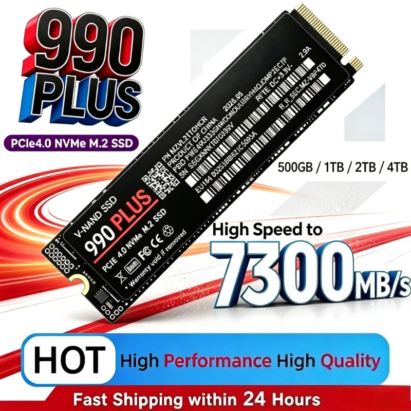 Genuine 990 Plus M.2 NVMe PCIe 4.0 SSD 1TB 2TB 4TB, 7300MB/s Max Read Speed for Gaming Desktops, Laptops & PS5 Consoles.