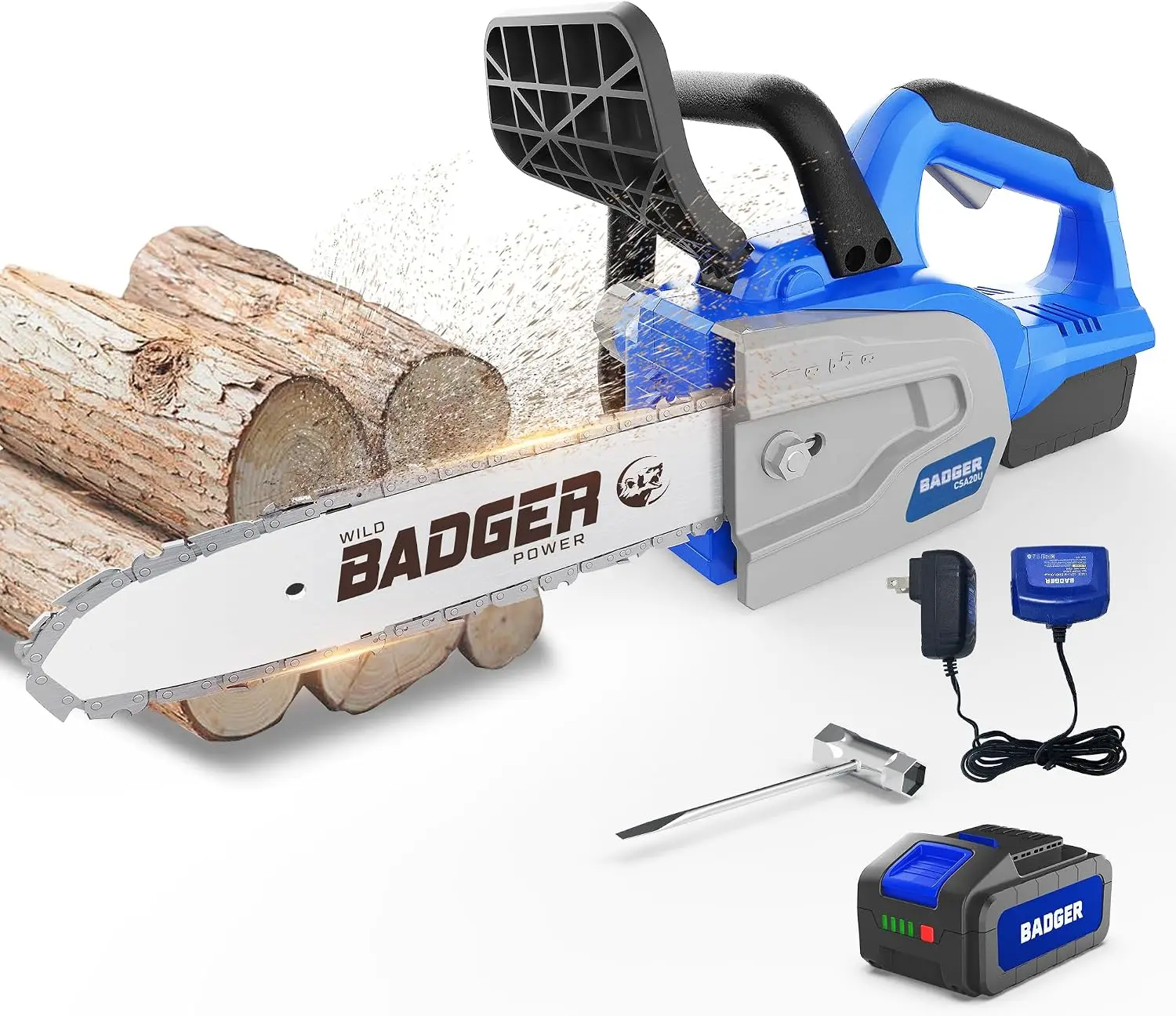 ^For Brushless 12 Inch Chainsaw Cordless, 20V Battery Chainsaw with 1 x 4.0Ah Battery, Electric Chainsaws with Tool-free Chain