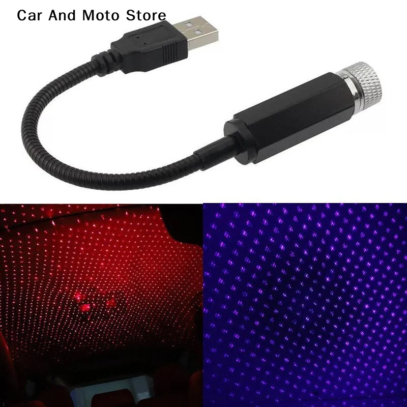 【CMO】USB Car Starry Sky Light Ambient Light Red Green Blue Purple Starry Sky Ceiling Light Car Interior