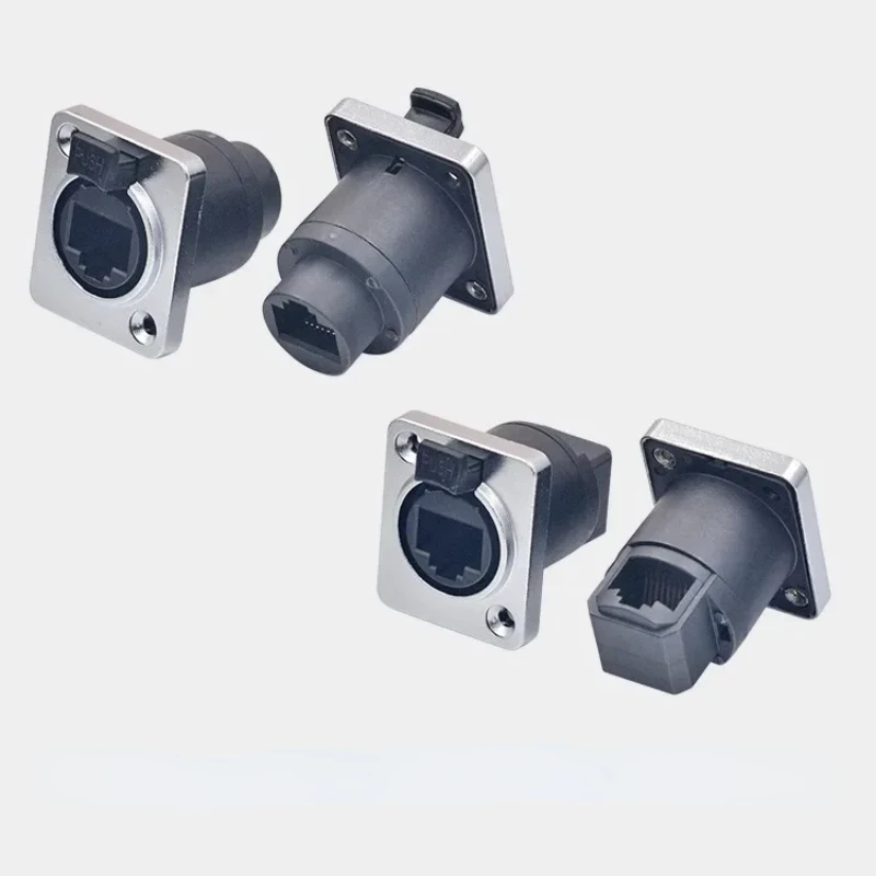 RJ45 waterproof connector plug,D type panel mount socket  ip65 Ethernet connectors