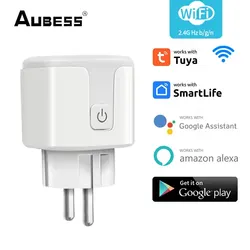 Tuya WiFi Smart Plug 16A/20A EU Smart Socket With Power Monitoring Timing Function Smart Life APP Voice Control Via Alexa Google