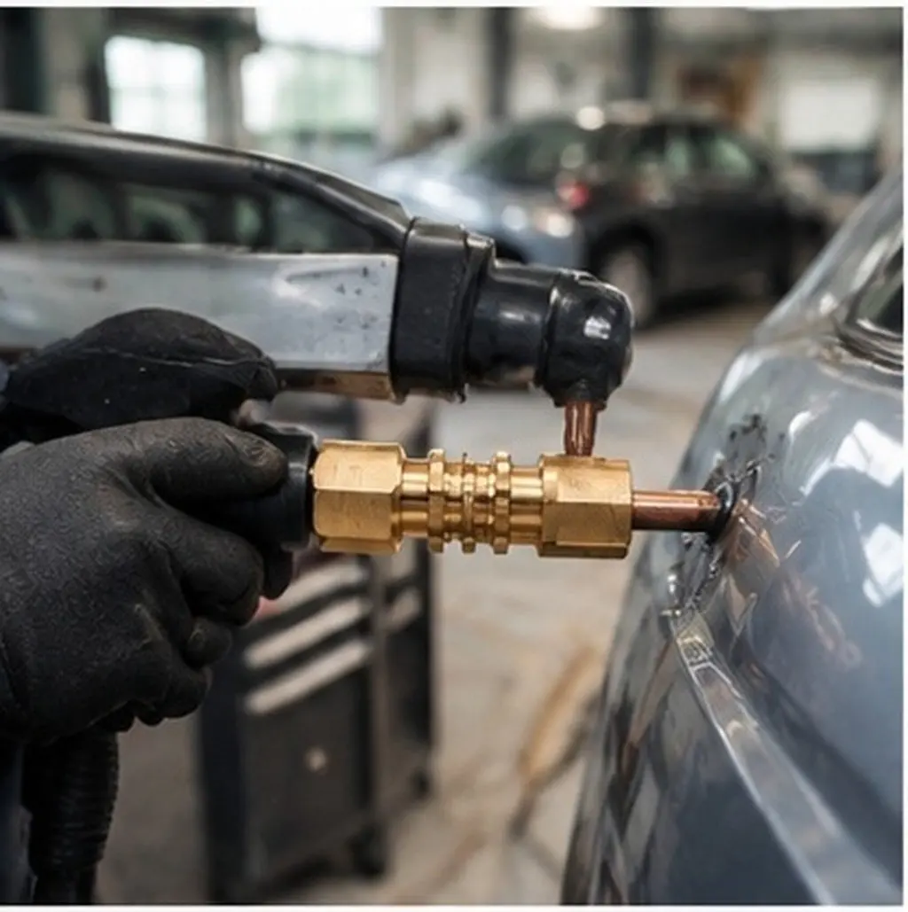 Copper Spot Welding Gun Locking Head High Temperature Resistant Clamp Tip for Dent Puller Auto Body Sheet Metal Repair Adapter