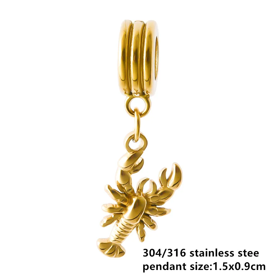 Goldfarbener kleiner Tieranhänger Ente Katze Taube Pferd Edelstahl Armband Armreif Anhänger für Schmuckherstellung handgemachte Dekoration – Detail 6