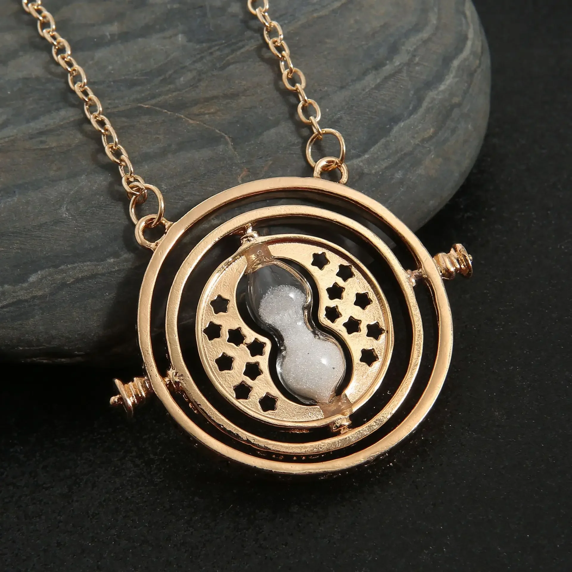 Harry Potter Series Necklace Time Turner Hourglass Necklace Magical Wizardry Accessory Time Travel Jewelry Pendant Ornament