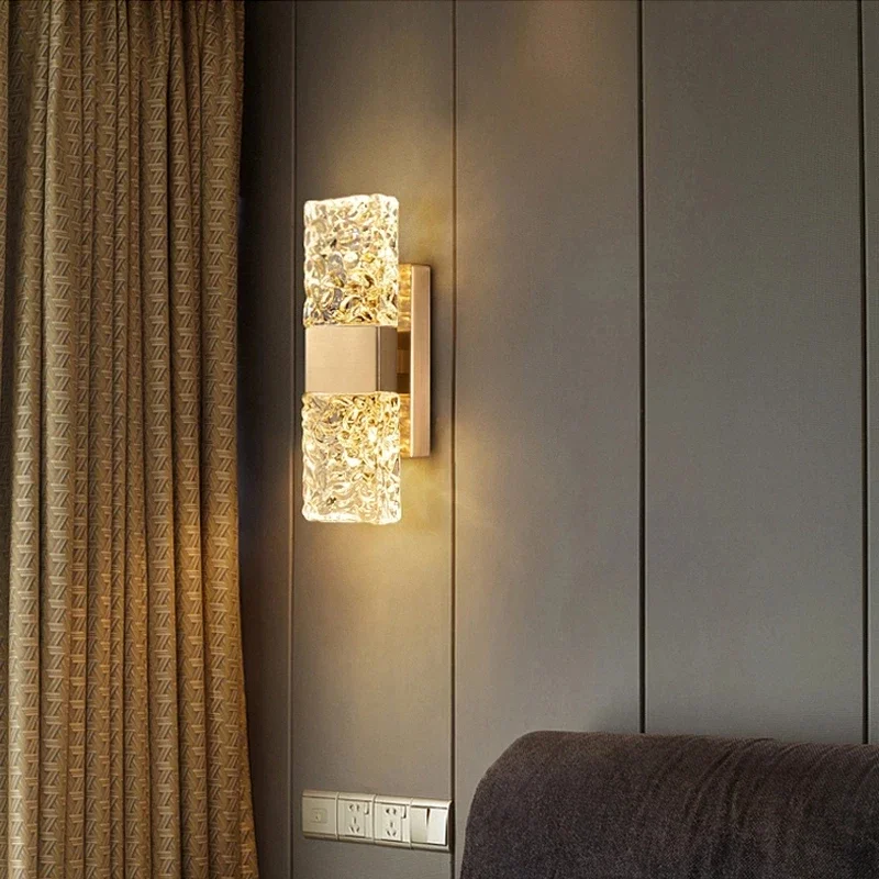 

Nordic Crystal Copper Wall Lamp Transparent Creative Wall Light LED Sconce For Living Room Bedroom Stair Cloakroom Bathroom