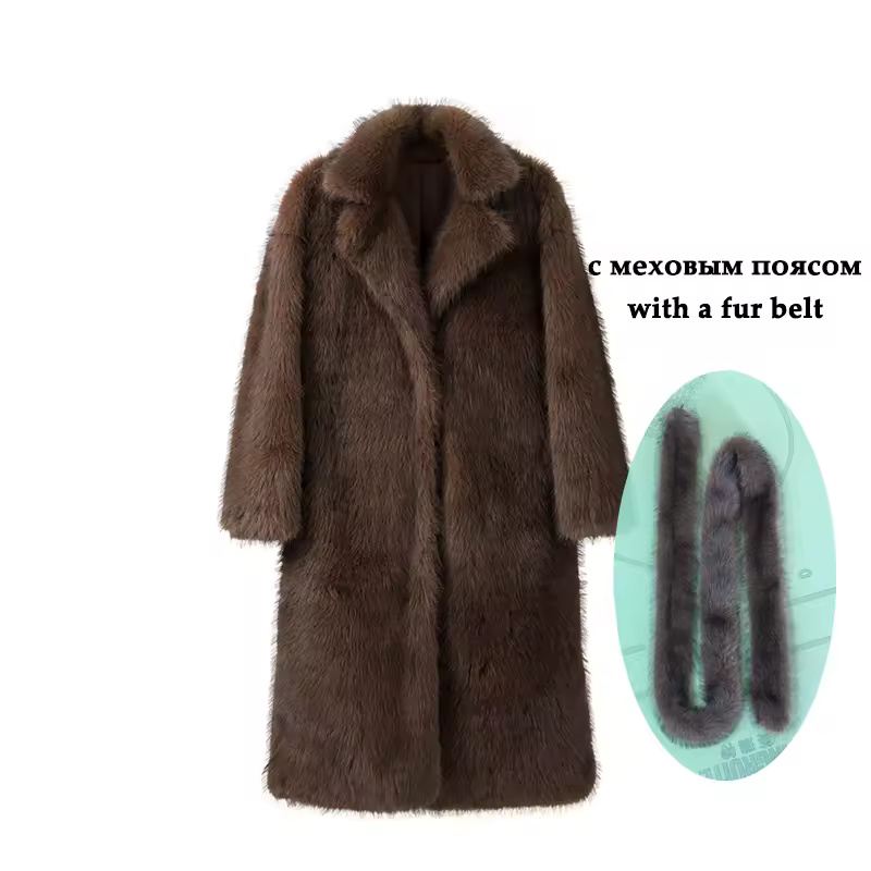 Neo Mint 2024 Winter Warm Fluffy Gradient Eco Fur Jacket Women Luxury Long Faux Fox Fur Coat Street Furry Outerwear Overcoat - Image 8
