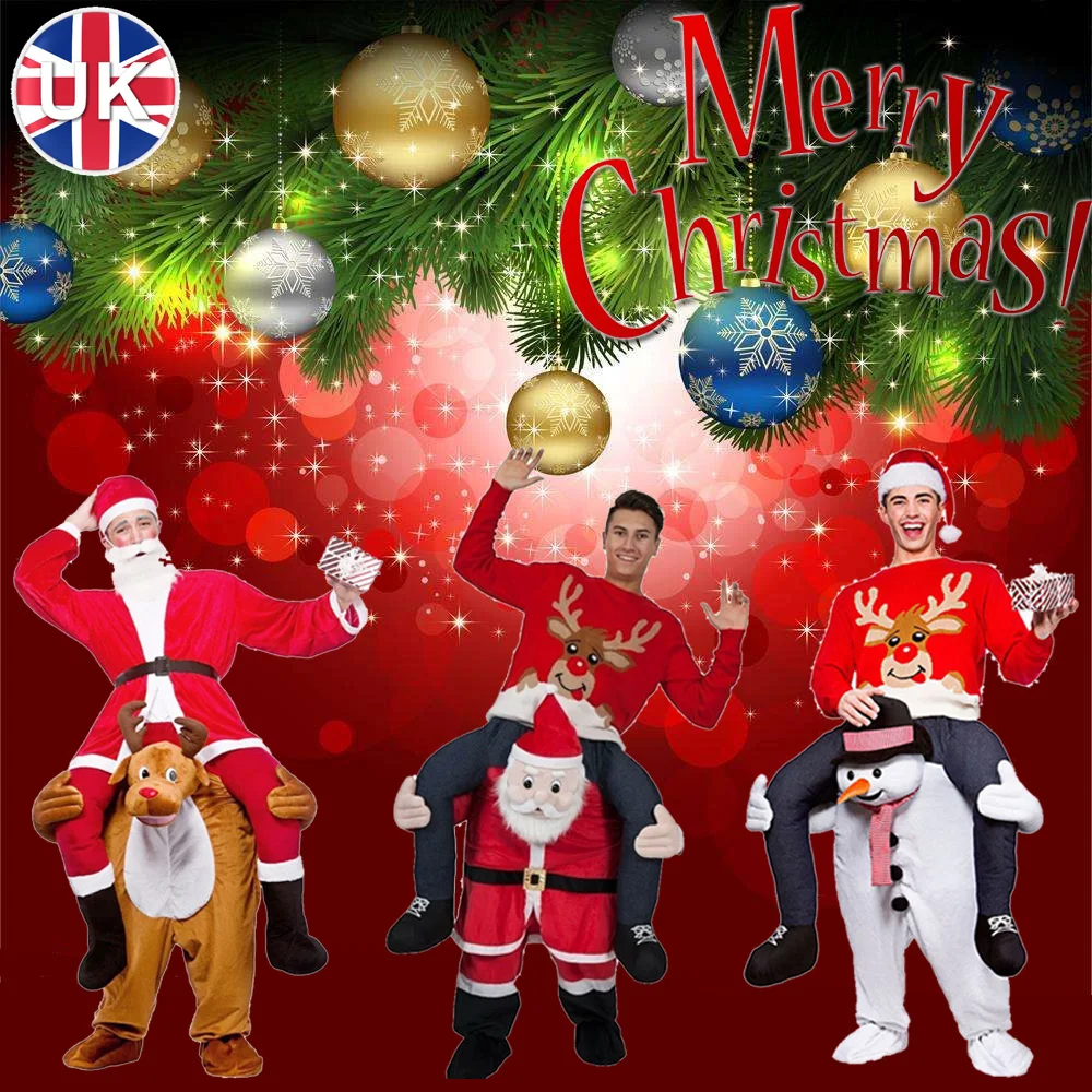 Carry Ride on Back Piggy Unisex Christmas Costume Santa Shoulder Adult Snowman Reindeer Santa Claus Santa Father Elf Santa